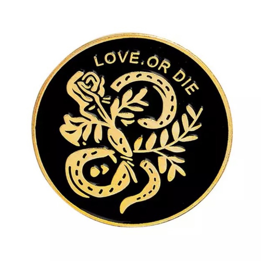 6/$30 Love Or Die Rose Snake Enamel Pin